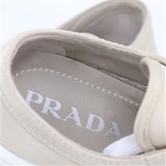 PRADA Double Wheel Nylon Gabardine Beige Sneakers Women Size 37EU
